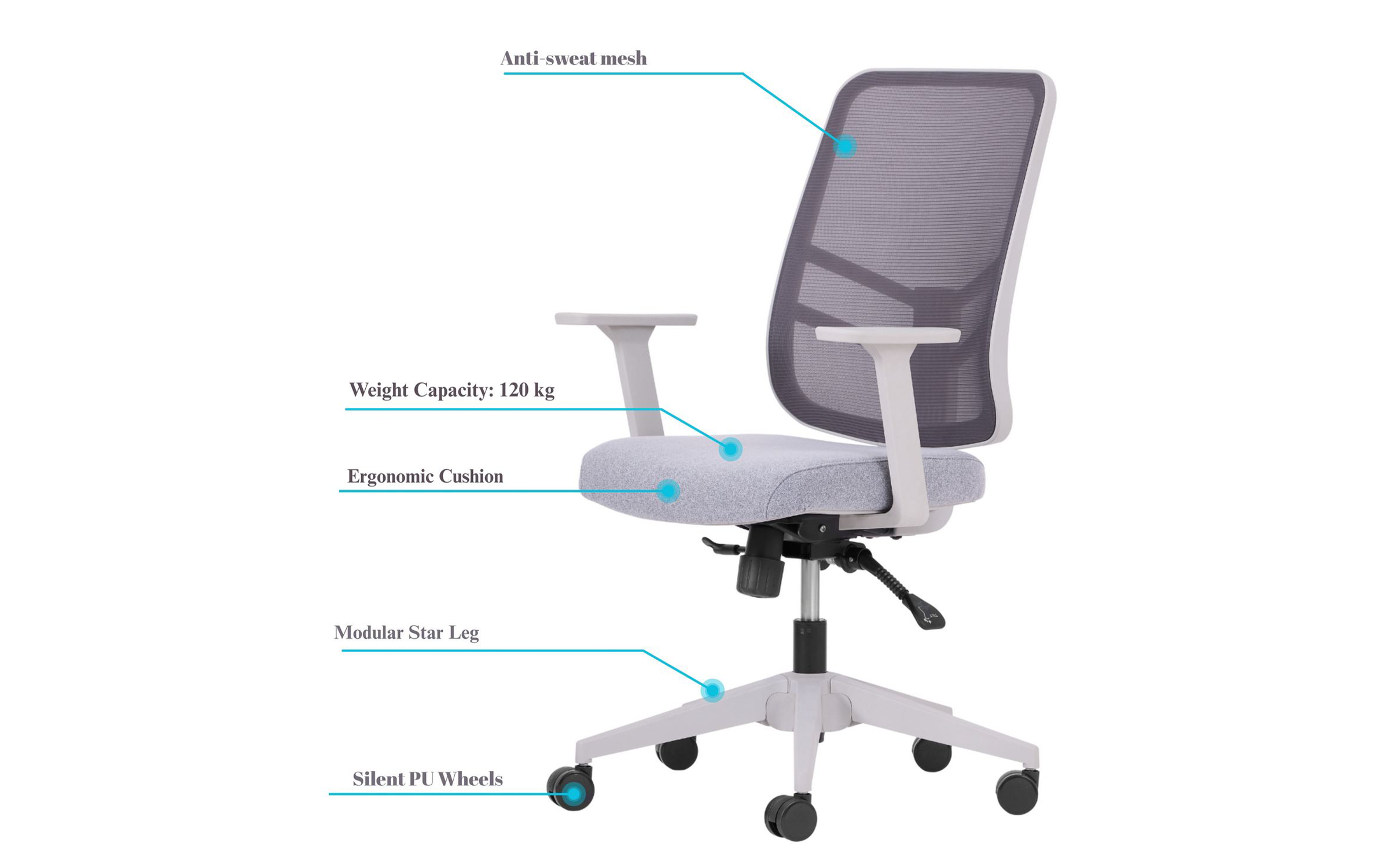 Scaun de birou Lotus, gri  7